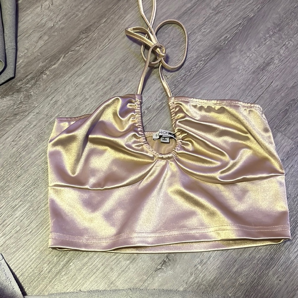 Gold halter top